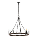 8-Light Dimmable Wagon Wheel Chandelier