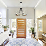 8-Light Dimmable Wagon Wheel Rattan Chandelier