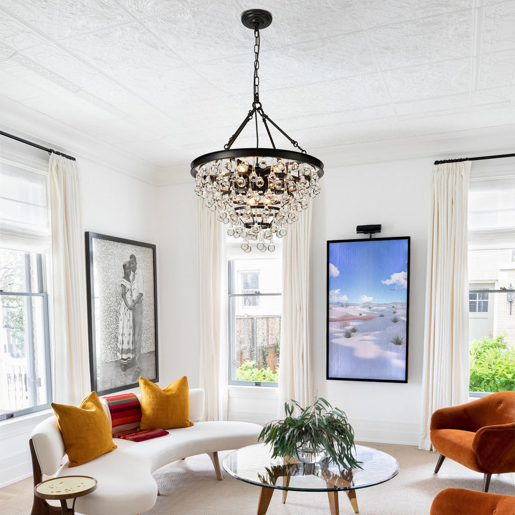 9-Light Dimmable Tiered Crystal Chandelier With Adjustable Chain