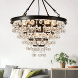 9-Light Dimmable Tiered Crystal Chandelier With Adjustable Chain