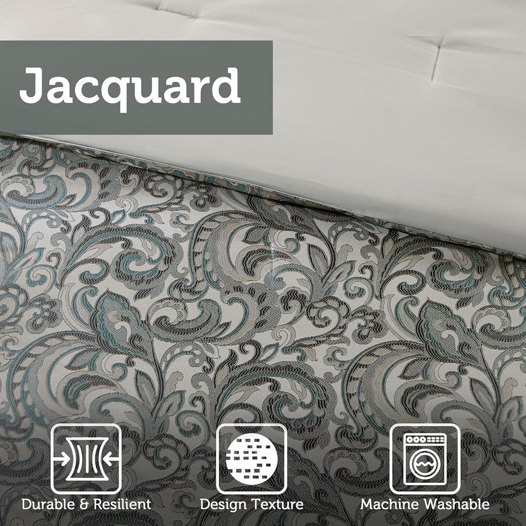 24 Piece Faux Silk Paisley Comforter Set with Matching Curtains, Down Alternative Hypoallergenic