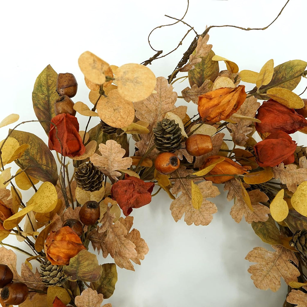 Artificial Fall Wreath for Front Door Autumn Wreath Decor