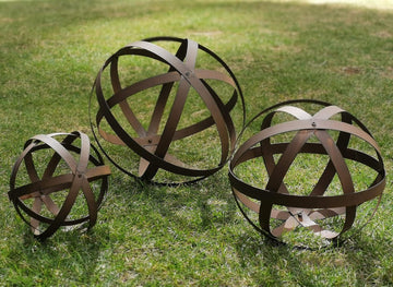 Metal Garden Spheres, Metal Band Decorative Spheres, Metal Folding Orb Garden Ball, Sets of 3