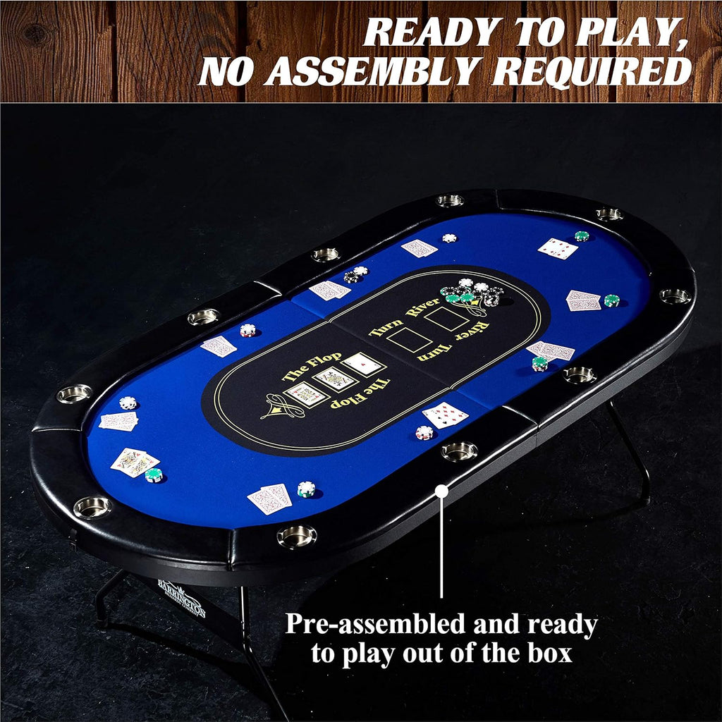 Barrington Poker Multiple Styles Folding Poker Table & Poker Table Top/Dining Table Collection, Durable Padded Rail