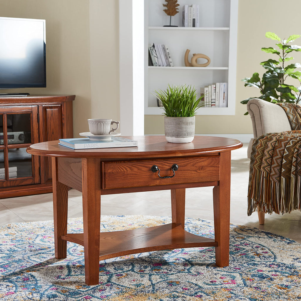 Haven Ridge Oval Coffee Table, 35", Medium Oak