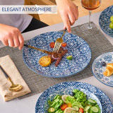 Porcelain Dinnerware Sets Service for 4, 12 pcs Hand drawn Plates and Bowls Sets, Handmade Ceramic Dish Set