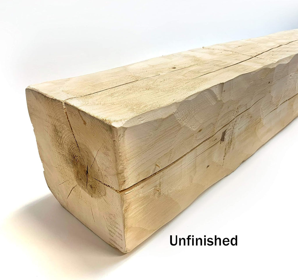 Rustic Hand Hewn Barn Beam Mantel (6 10 72, Unfinished)