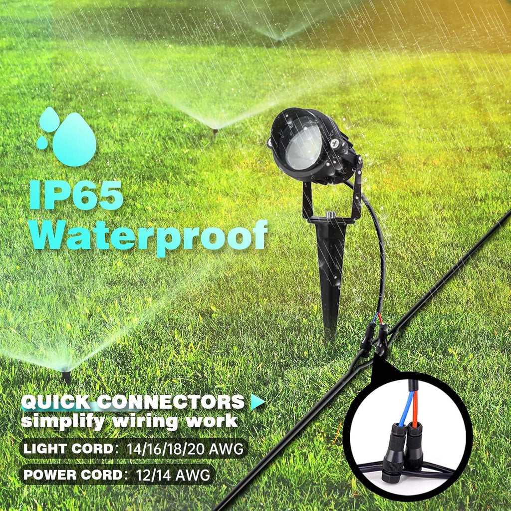 10W Landscape Lighting 12/24V Low Voltage Landscape Lighting LED Outdoor Spotlights 1000LM Waterproof Garden Uplights