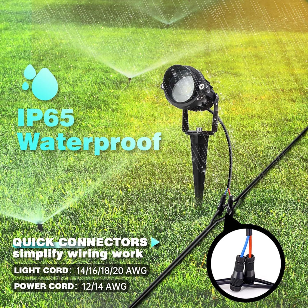 10W LED Landscape Lights 12V Outdoor Spotlight with Connectors Low Voltage Landscape Lighting Warm White Waterproof