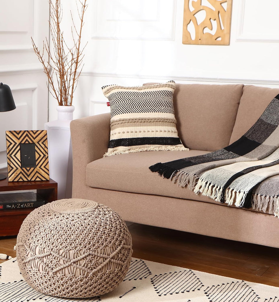 Handmade Boho Throw Pillow Covers - Bohemian Farmhouse Style - Accent Woven Indoor and Covered Patio Pillow Cushion