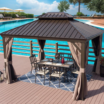 Alexander 10' x 12' Hardtop Gazebo, Aluminum Frame with Galvanized Steel Double Roof