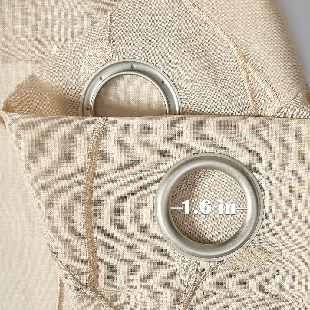 Sheer Curtains for Bedroom Leaf Embroidered Semi Sheers for Living Room Botanical Embroidery Voile