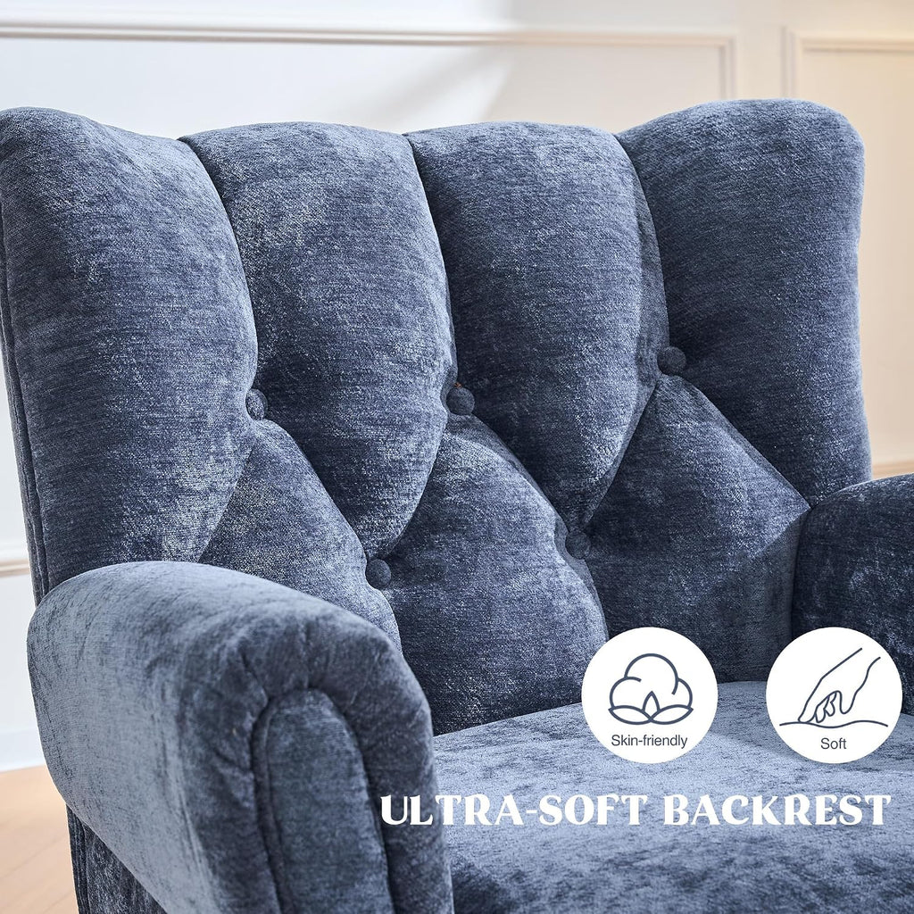 Wingback Accent Chairs , Mid-Century Modern Living Room Chairs, High Wingback Reading Chair, Chenille Tufted