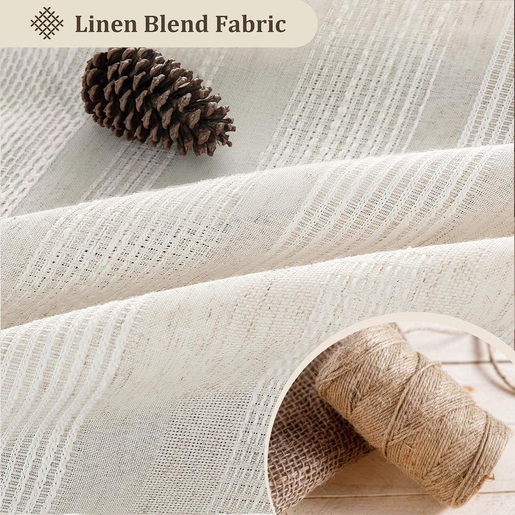 96 Inch Long Shower Curtain Boho Linen Shower Curtain Rustic Striped French Country Shower Curtains Fabric