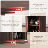 47.2" - 63" Extendable Dining Room Table for 4 - 8, Round‑to‑Oval Expandable Wood Table with Dust‑Proof 2‑Tier