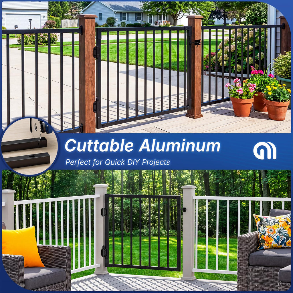3ft x 36in Aluminum Deck Gate Kit with Self Closing Hinges & Latch