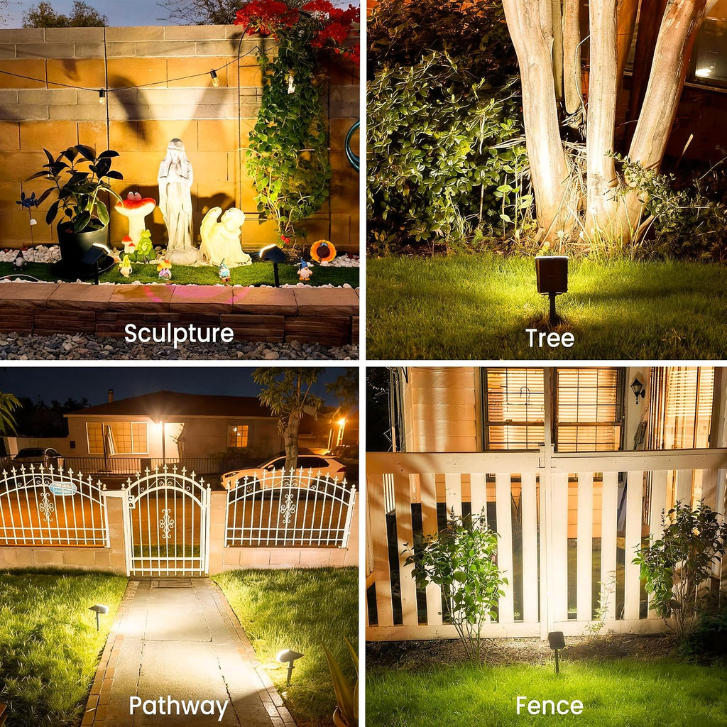 Solar Spot Lights Outdoor Waterproof,4 Pack,2 Lighting Modes Solar Spotlights, Solar Lights for Yard Garden Lawn