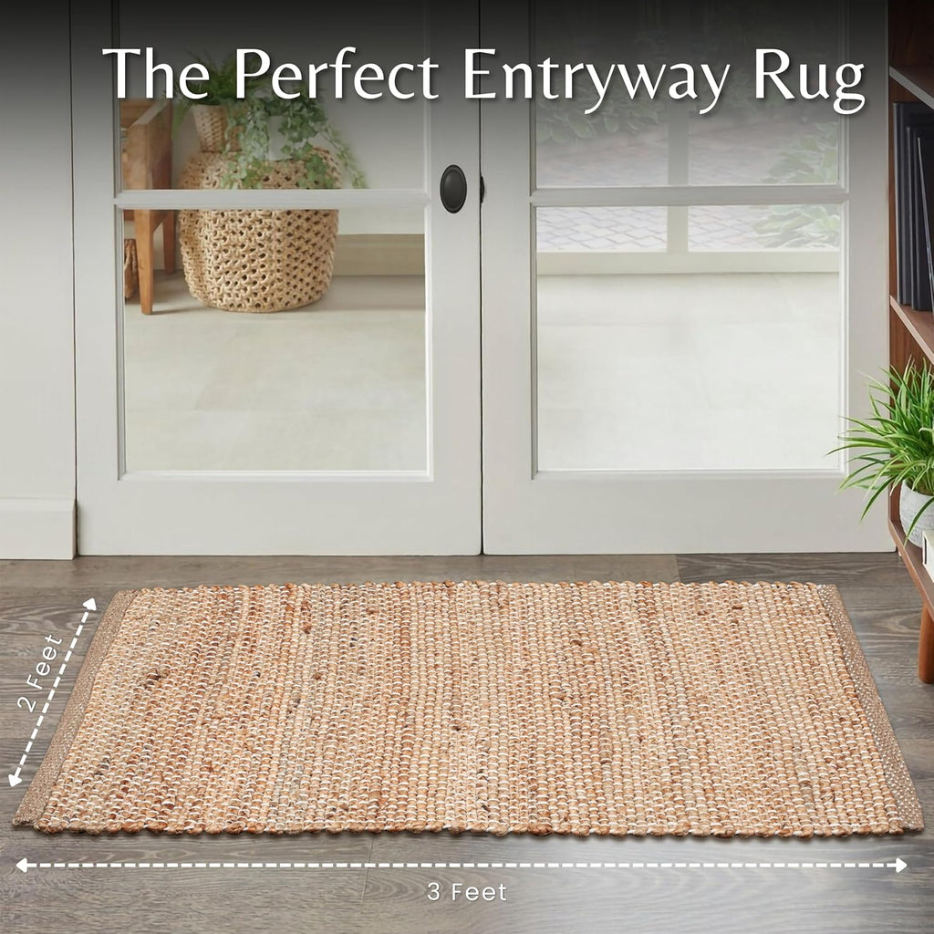 Jute Braided Boho Rug - Natural, 2x3 ft