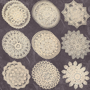 18 Pcs 6 Inch Lace Doilies for Tables, Beige Crochet Lace Placemat