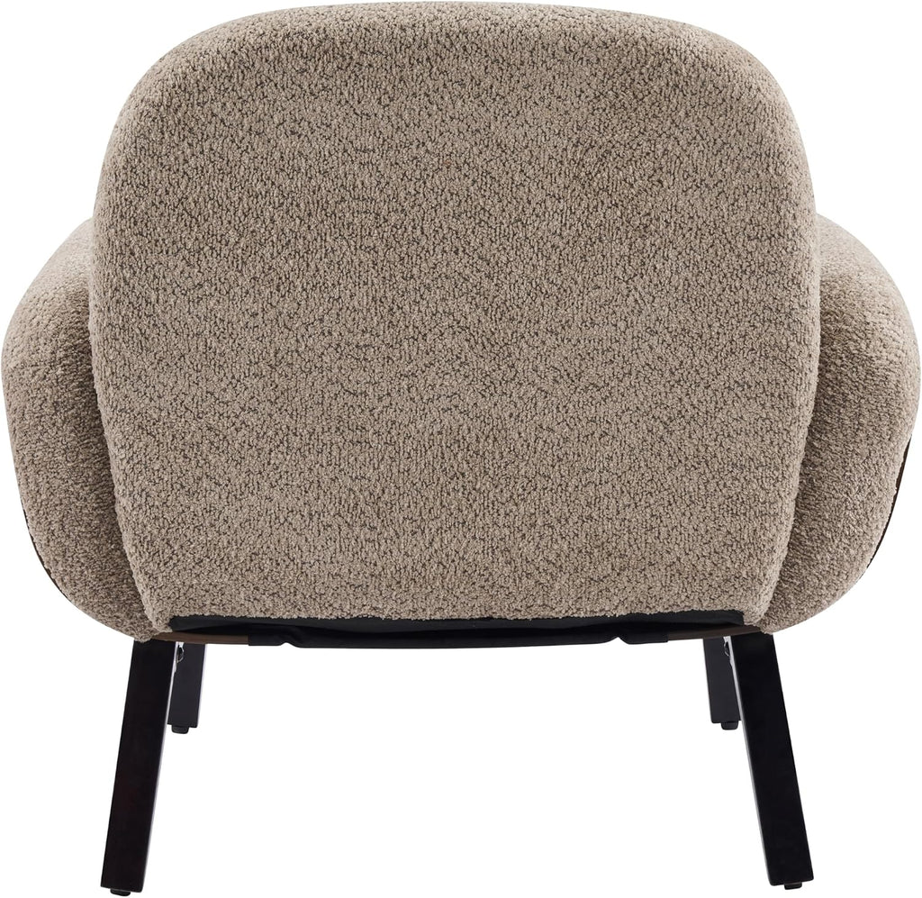 Audrey Modern Fabric Upholstered Accent Chair, Living Room Low Profile Fabric Armchair, Wooden Comfy Reading Chair
