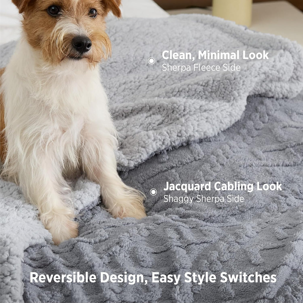 Gentlesoft Fleece Throw Blanket, Thick and Warm Blankets for Winter, Grey, 50x60 Inches
