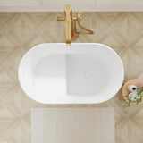 Solid Surface Japanese Soaking Tub, 39" Small Freestanding Bathtub, Stone Resin Deep Soak Stand Alone Tub for Small