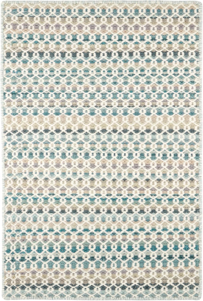 Dash and Albert Poppy Wool Area Rug - 2' x 3' Blue Geometric Handwoven Accent Rug - Durable, Low Pil