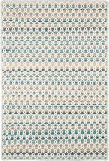 Poppy Blue Geometric Handwoven Wool Rug