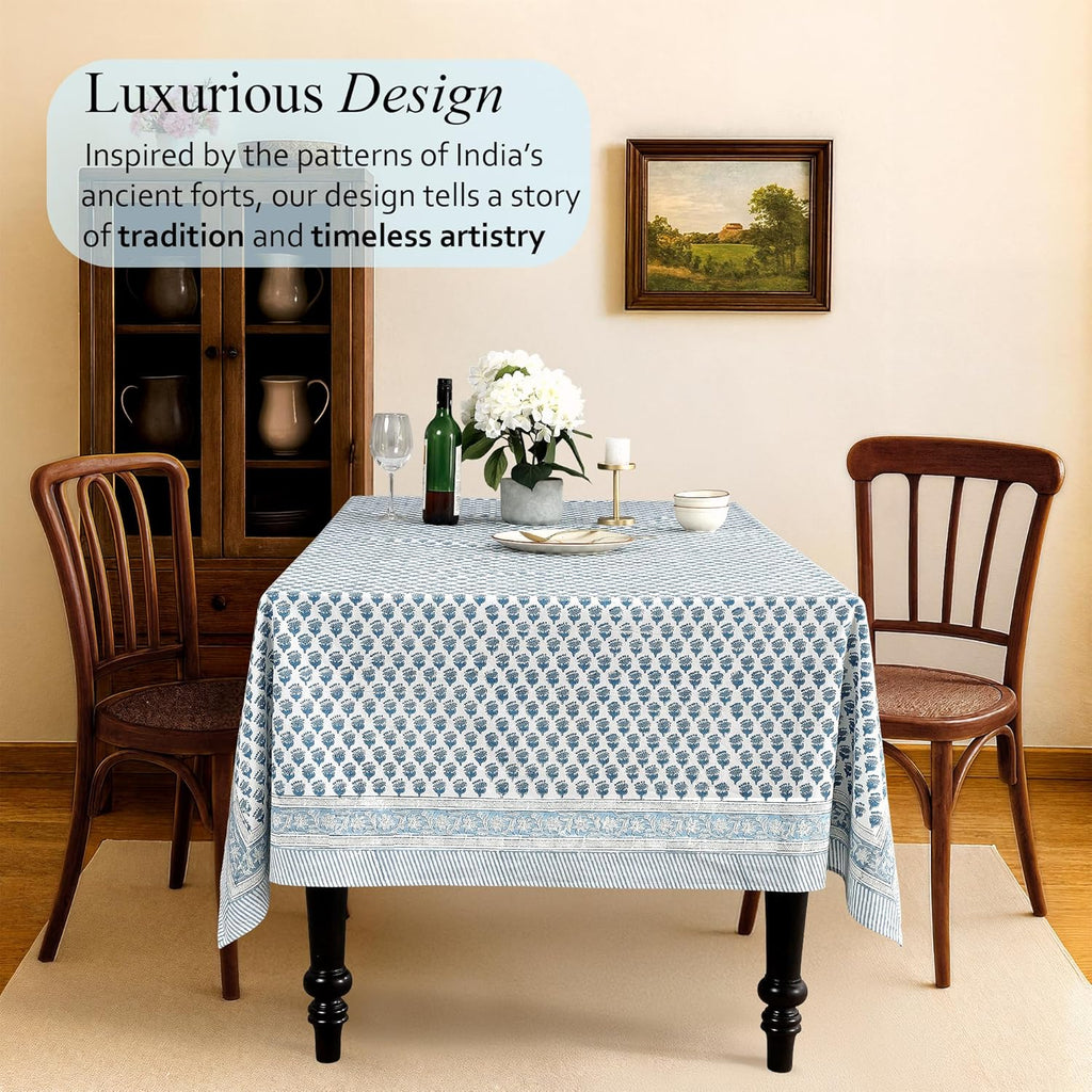 Tablecloth 100% Cotton 60x60 Inch Indian Block Print Square Table Cover, Table Cloth for Wedding