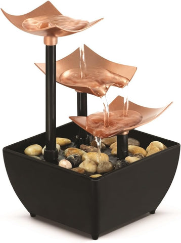 Tabletop Water Fountain, 3 Tier Indoor Waterfall Fountain with Natural River Rocks, Quiet Pump for Relaxation, Zen