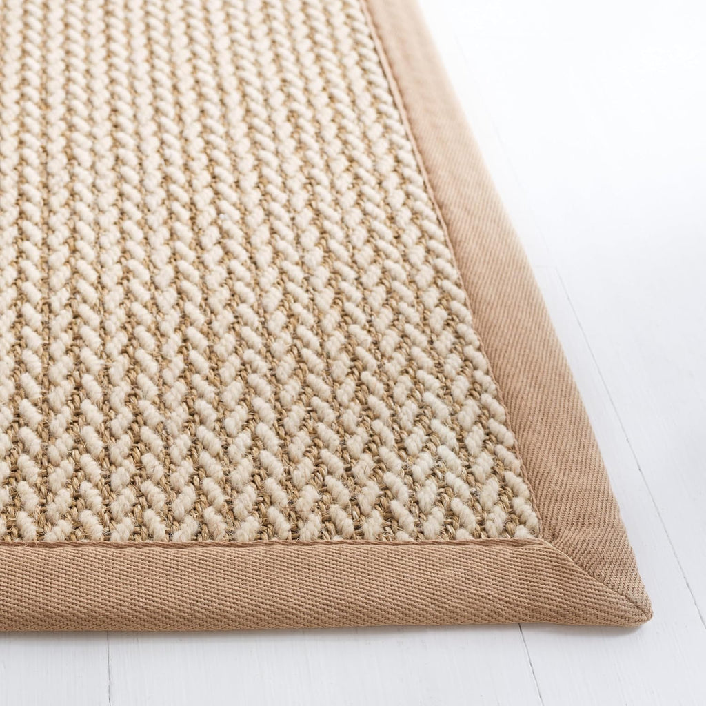 Area Rug 3x5 - Natural Fiber Collection - Beige, Sisal & Wool, Woven Design with Border (NF475B)
