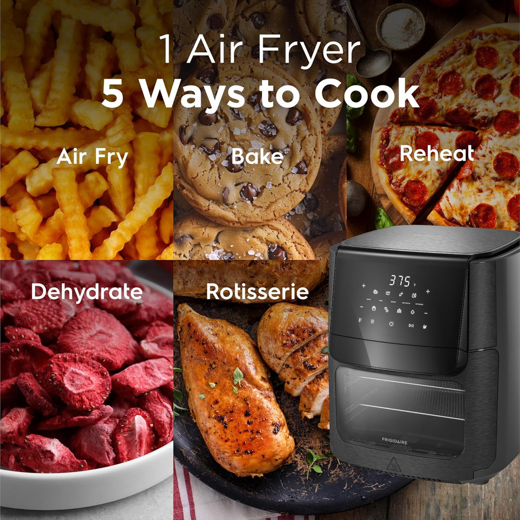 5-in-1 Air Fryer Combo Oven with Viewing Window, Large 12.6 QT Capacity, Digital Display, 5 Cooking Modes, 7 Recipe