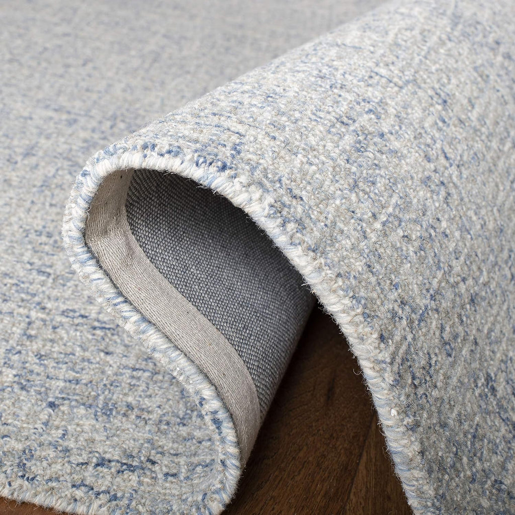 Area Rug 8x10 - Abstract - Large - Ivory & Blue, Handmade Wool