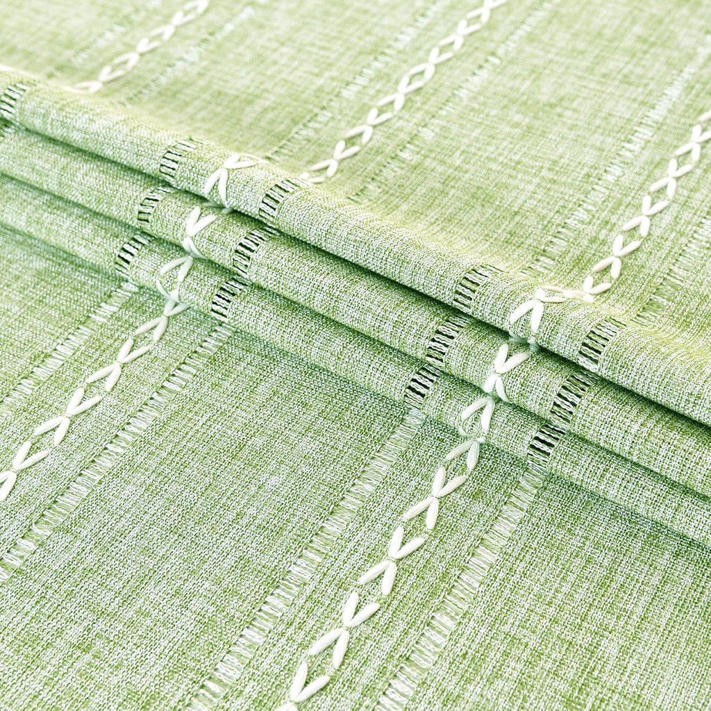 Rustic Oval Cotton Linen Tablecloths Embroidered Farmhouse Spring Table Cloths, Kitchen Dining Room 