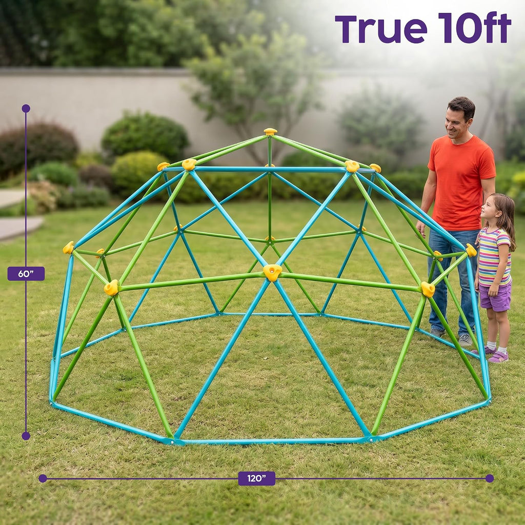10ft Climbing Dome for Kids, Sturdy Steel Outdoor Dome Climber, Backyard Playground Jungle Gym & Monkey Bars, Fun