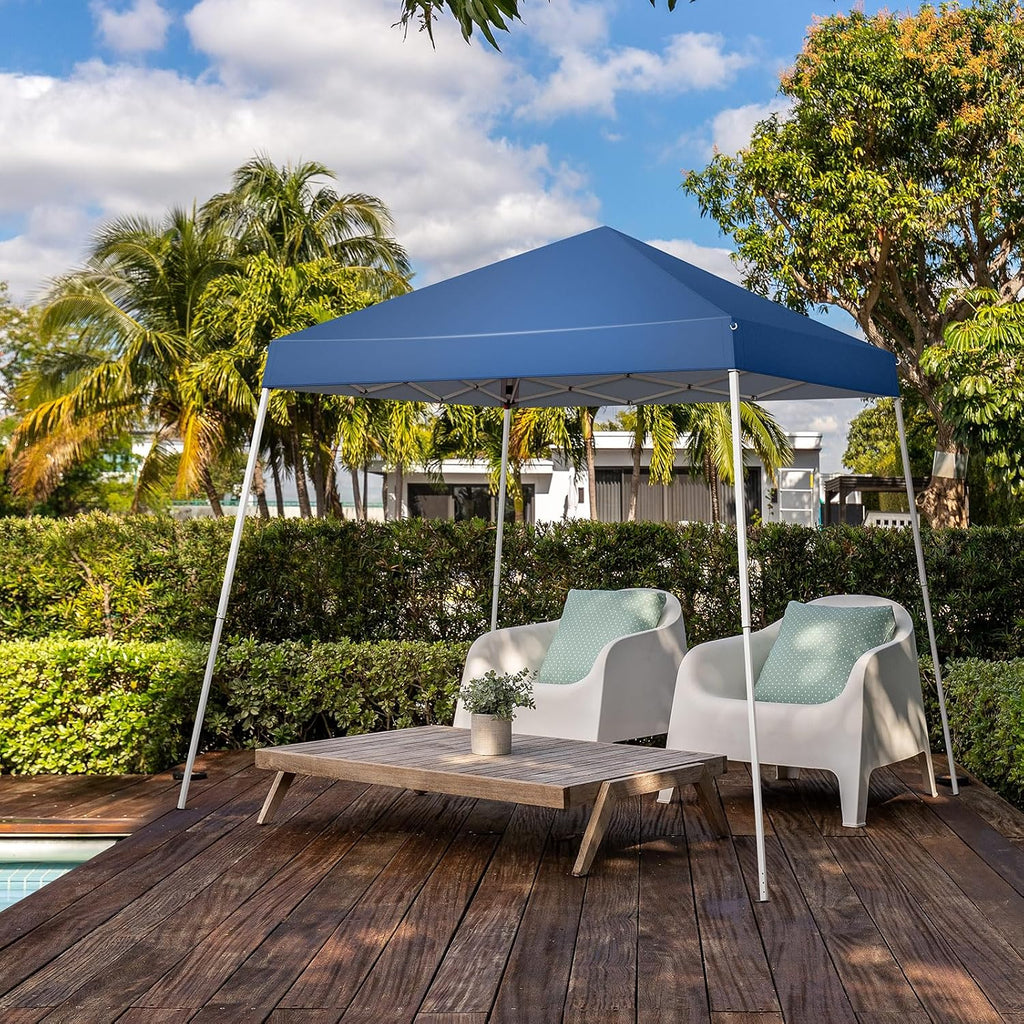 8x8 ft Pop Up Canopy Tent, Outdoor Foldable Portable Canopy Easy Up Gazebo with Carry Bag Slant Legs