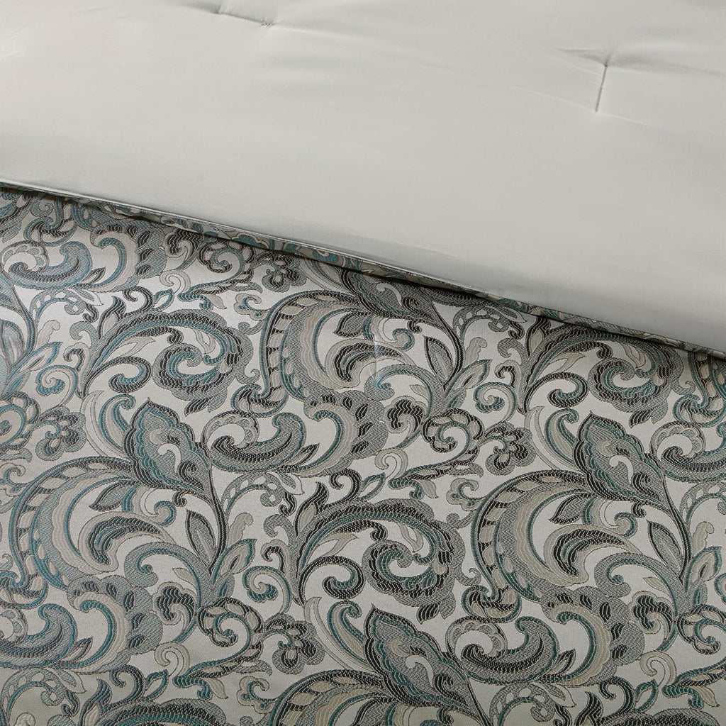 24 Piece Faux Silk Paisley Comforter Set with Matching Curtains, Down Alternative Hypoallergenic
