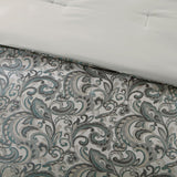 24 Piece Faux Silk Paisley Queen Comforter Set with Matching Curtains, Down Alternative Hypoallergenic