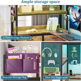 Loft Bed with Desk,Twin Loft bed with 5 Storage Drawers & 2 open Shelves & LED Light and Charging Station,Loft Bed