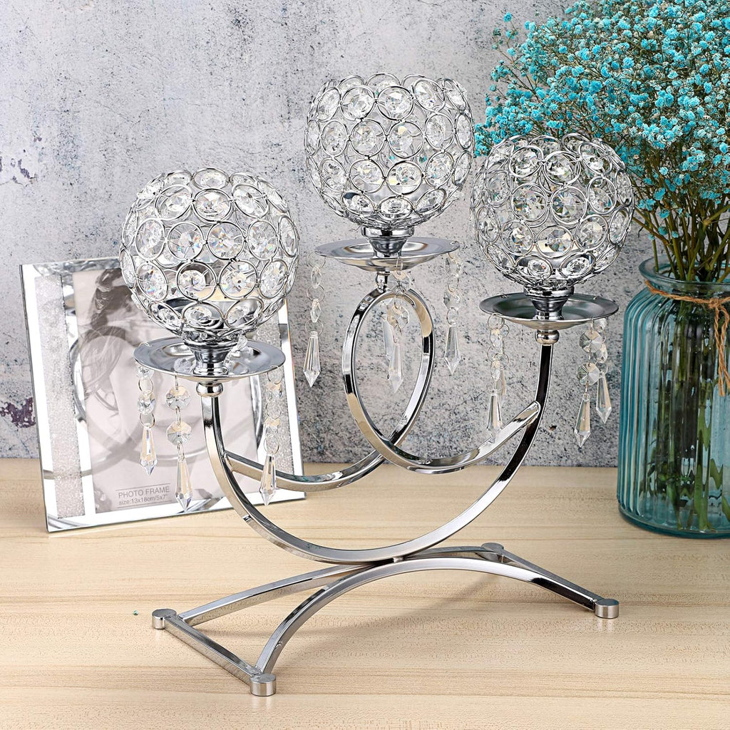3 Arms Crystal Candle Holders Bowls Tealight Candelabras Candlestick Candle Stand OrnamentsHome Decoration
