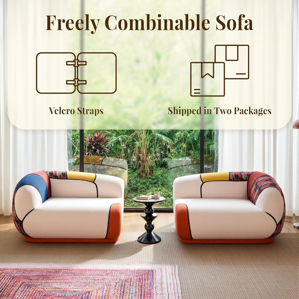 102" Oversized Modern Curved Sofa, Minimalist 4-Seat Chenille Couch for Living Room Apartment