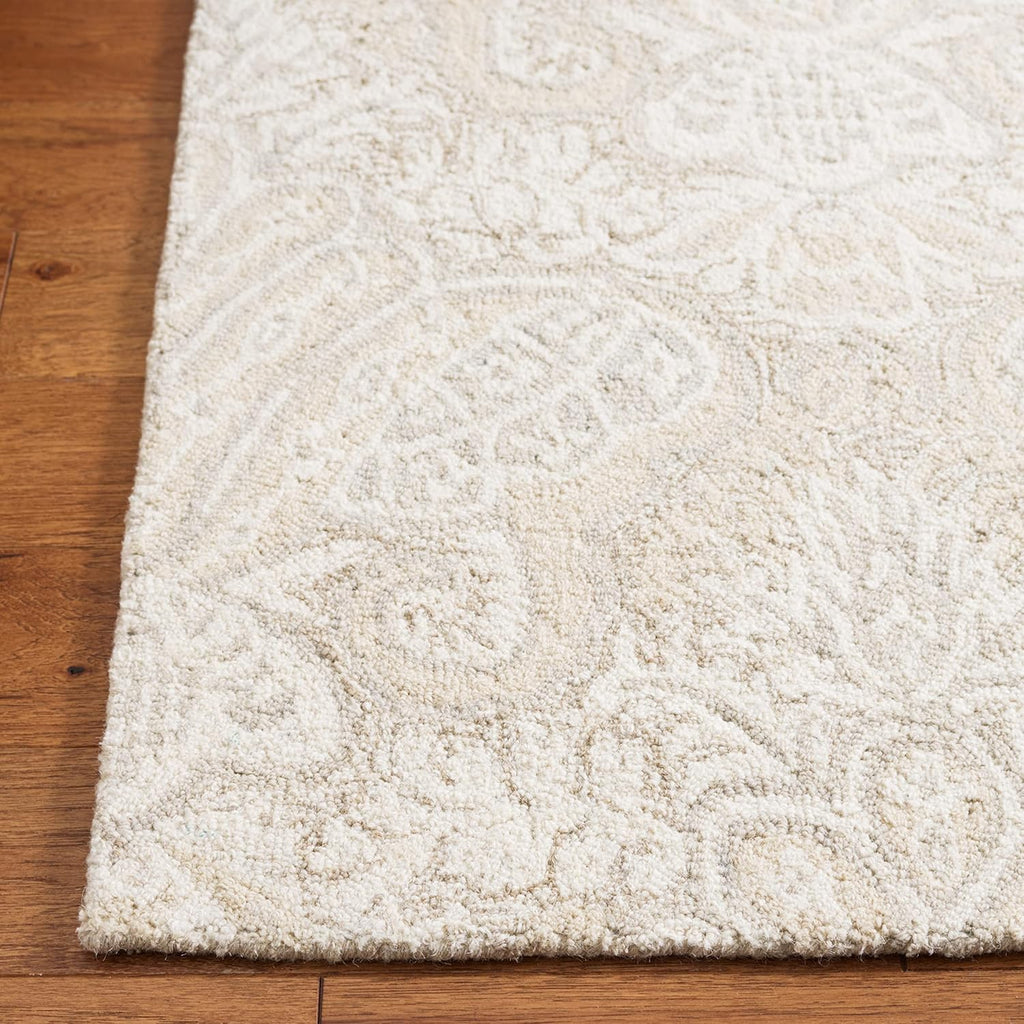 Micro-Loop Area Rug - 10' x 14', Beige, Handmade Wool