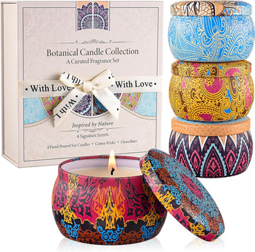 Scented Candles for Women, 4 Pack Candle Gift Set with Magnetic Gift Box - Set of 4