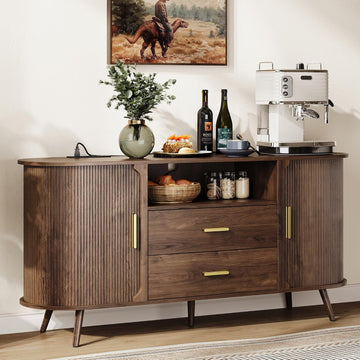 60" Sideboard Buffet Cabinet with Storage, Sliding Door & Adjustable Shelf