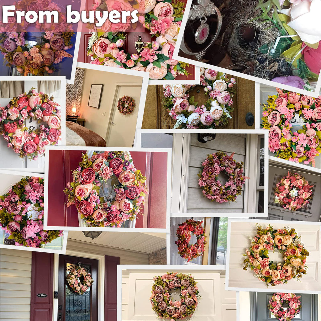 19 Inch Silk Peony Wreath