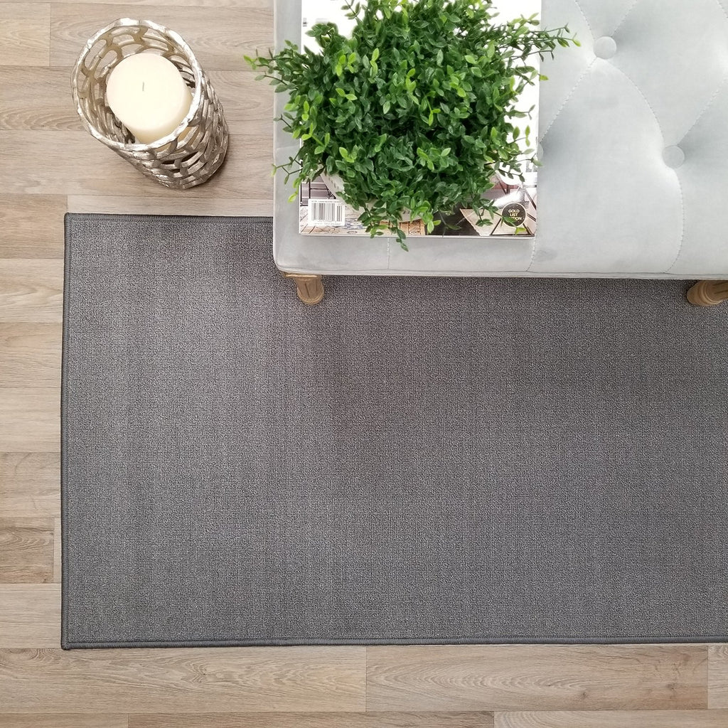 Custom Size Grey Solid Plain Rubber Backed Non-Slip Hallway Stair Runner Rug Carpet 31 inch Wide Choose Your Length