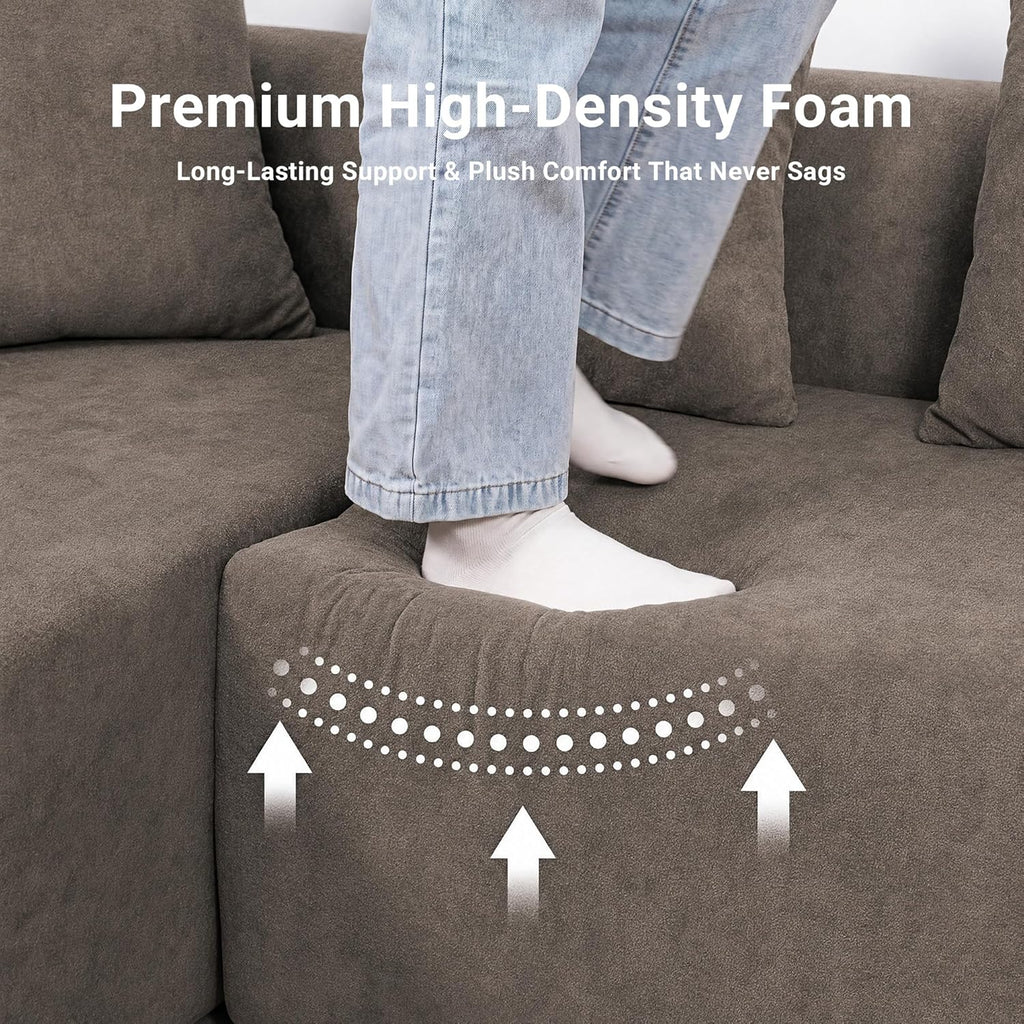 71" Boneless Cloud Couch, Deep Seat Loveseat, Light Grey | Soft Knitted Fabric, Deep Seat Design, No Assembly Required