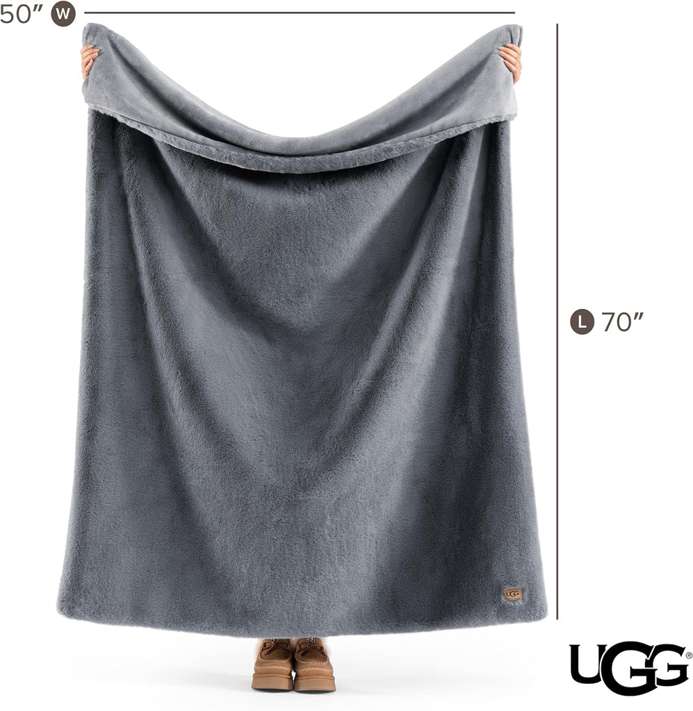 Euphoria Faux Fur Throw Blanket, Oversized Soft Throw, Luxury Room Decor, Giftable Fuzzy Blankets, Machine Washable