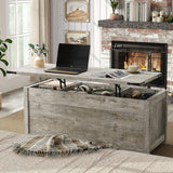 Lift Top Coffee Table, 47.3'' Farmhouse Coffee Table with Large Hidden Storage Compartment & Sliding Barn Doors