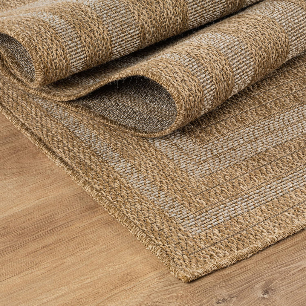 Easy Jute Framed Border Rug 8x10 Washable Durable Indoor Outdoor Area Rugs for Living Dining Room Patio Office Stain